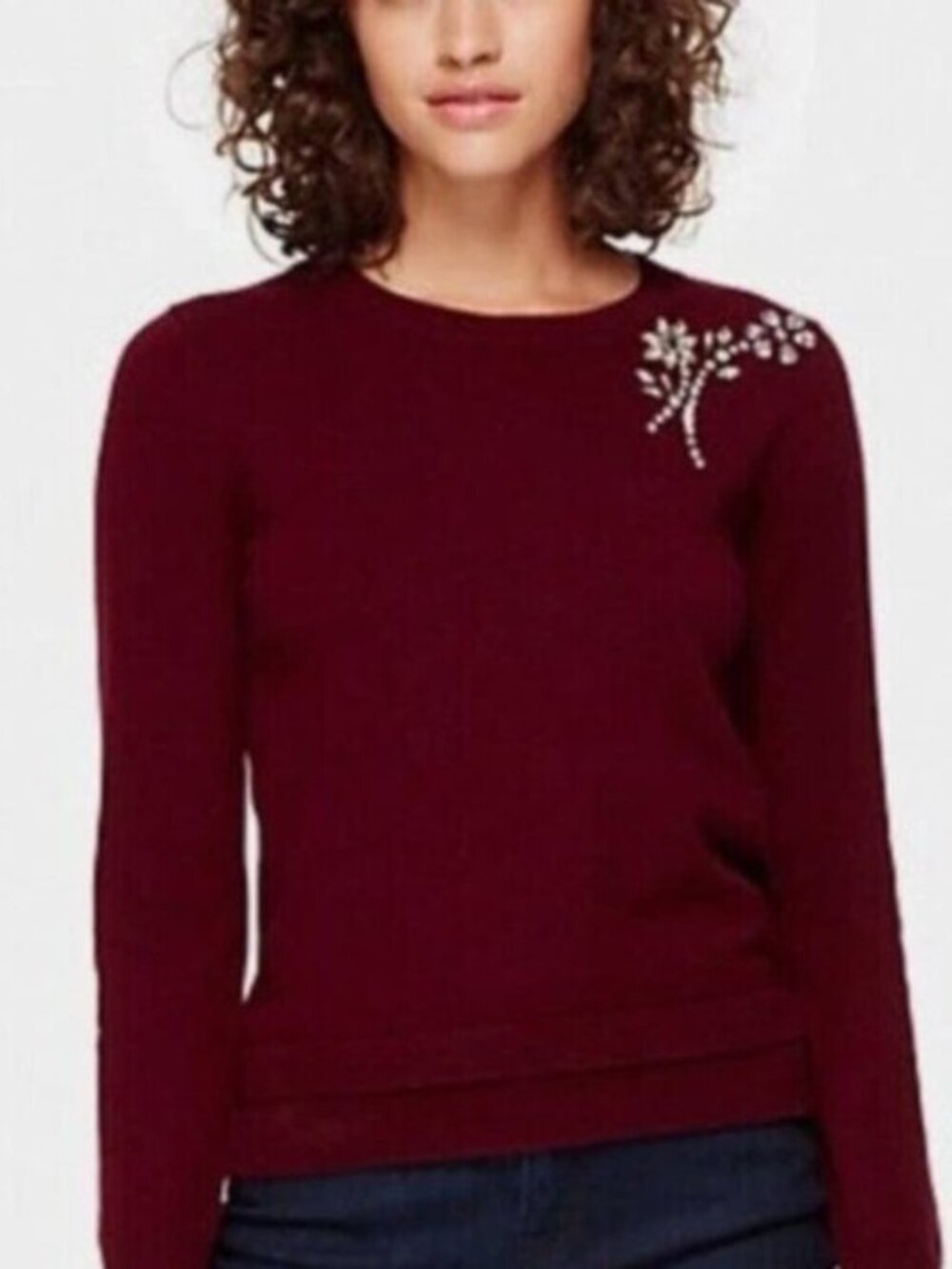 Embellished Brooch Sweater in Midnight Wine by Kate Spade As Seen on New Girl - Picture 8 of 8
